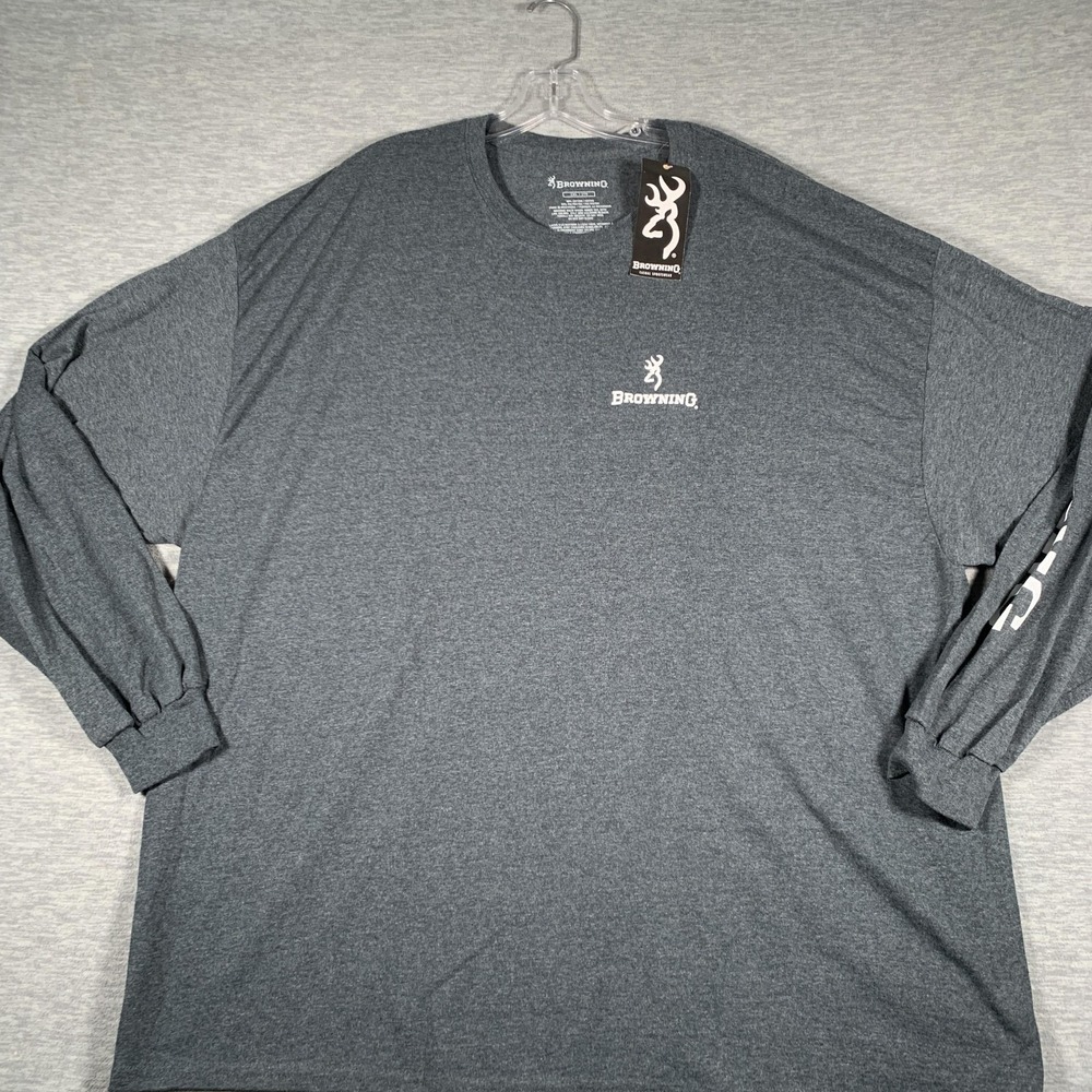Browning Shirt Mens 3XL Gray Long Sleeve Flag Firearms Graphic Tee Hunting - Picture 2 of 12